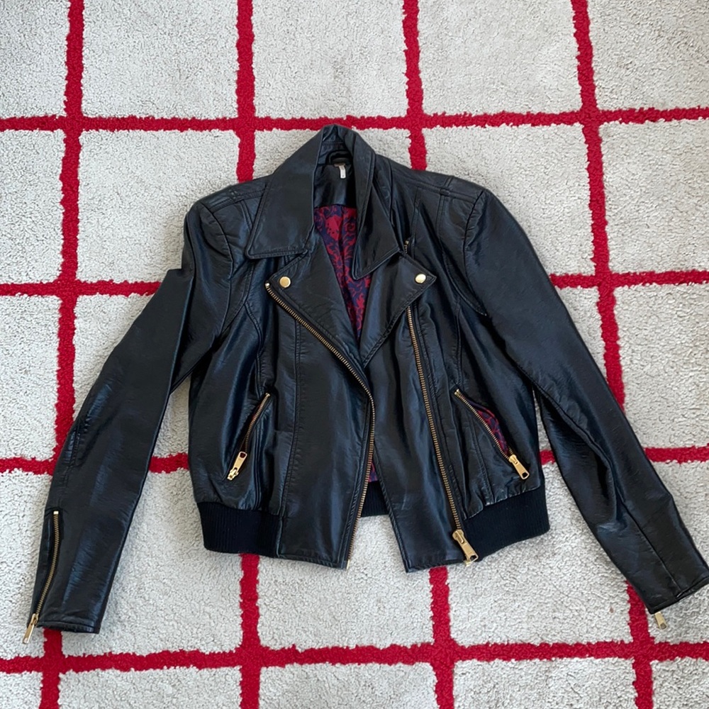 Vegan leather jacket - Free People size small